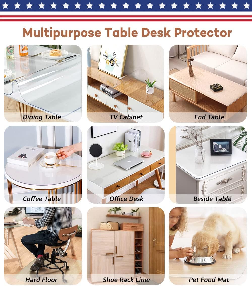 RostiKong 20 x 120 Inch Large Table Protector Clear Plastic Tablecloth Cover ...