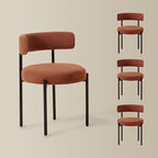 Boucle Dining Chairs Set of 4, Rust Dining Chairs with Upholstered Seat and Round Back, Mid-Century Modern Kitchen Chairs for Dining Room, Restaurant