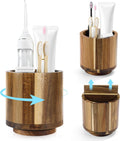 Toothbrush Holders for Bathrooms,Toothbrush Cup,Wooden Bathroom Cup with Rotation,Bathroom Counter Organizer with Vent Hole,Desk Organizer,For Electric Toothbrush,Toothpaste,Water Flosser,Razor