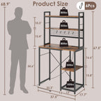 Multi-Functional Mini Fridge Stand, Mini Fridge and Microwave Storage Shelves with Power Outlet, Large Bakers Rack and Storage for Kitchen Appliances, Perfect for Dorm Kitchen Coffee Bar