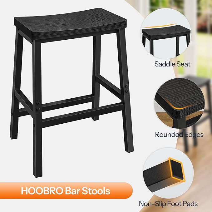 HOOBRO Bar Stools Set of 4, Counter Height Bar Stools, 23.6'' Bar Cha...