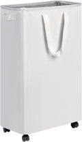 efluky Slim Laundry Hamper with Wheels, Rolling Laundry Basket for Clothes, Small Laundry Basket for Bedroom, Dorm and Laundry Room, 75L (19.8 Gallons) White