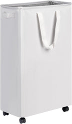 efluky Slim Laundry Hamper with Wheels, Rolling Laundry Basket for Clothes, Small Laundry Basket for Bedroom, Dorm and Laundry Room, 75L (19.8 Gallons) White