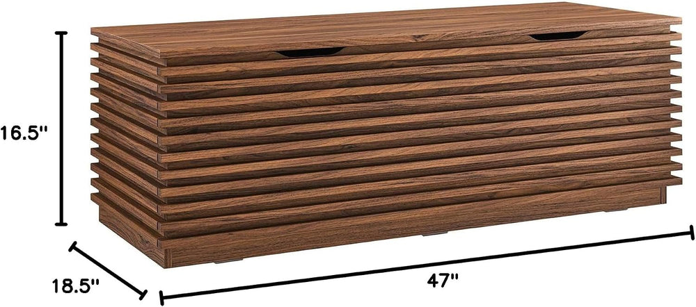 Modway Render 47" Wood Grain Storage Bench in Walnut