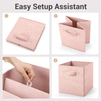 MaidMAX Fabric Storage Bins 10.5×10.5×11, Foldable Cloth Cube Storage Bins for Home Bedroom Closet Drawers Organizer, Pink, Set of 6 | Set of 6 Cloth Cube Storage Bins for Home Bedroom Closet Drawers Organizer Sturdy Handles for Easy Access
