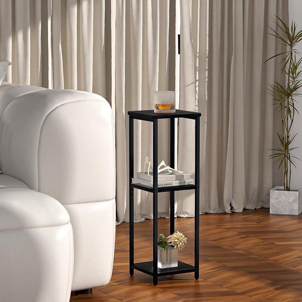 10" Wide Square Drink Table with Adjustable Feet - 3-Tier Small Side Tab...