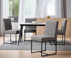 CIMOTA Modern Dining Chairs Set of 4, Leather Dining Room Chairs Upholstered Mid Century Armless Guest Side Chair with Black Base for Dining Room/Kitchen, Vintage Grey 4PCS