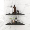FerdY 2-Pack 10" Matte Black Recessed Corner Shower Shelf, for Tiled Bathroom Walls, 304 Stainless Steel Floating Shower Shelf, Shower Caddy Storage Shelves, No Drilling Required, Striped Triangle