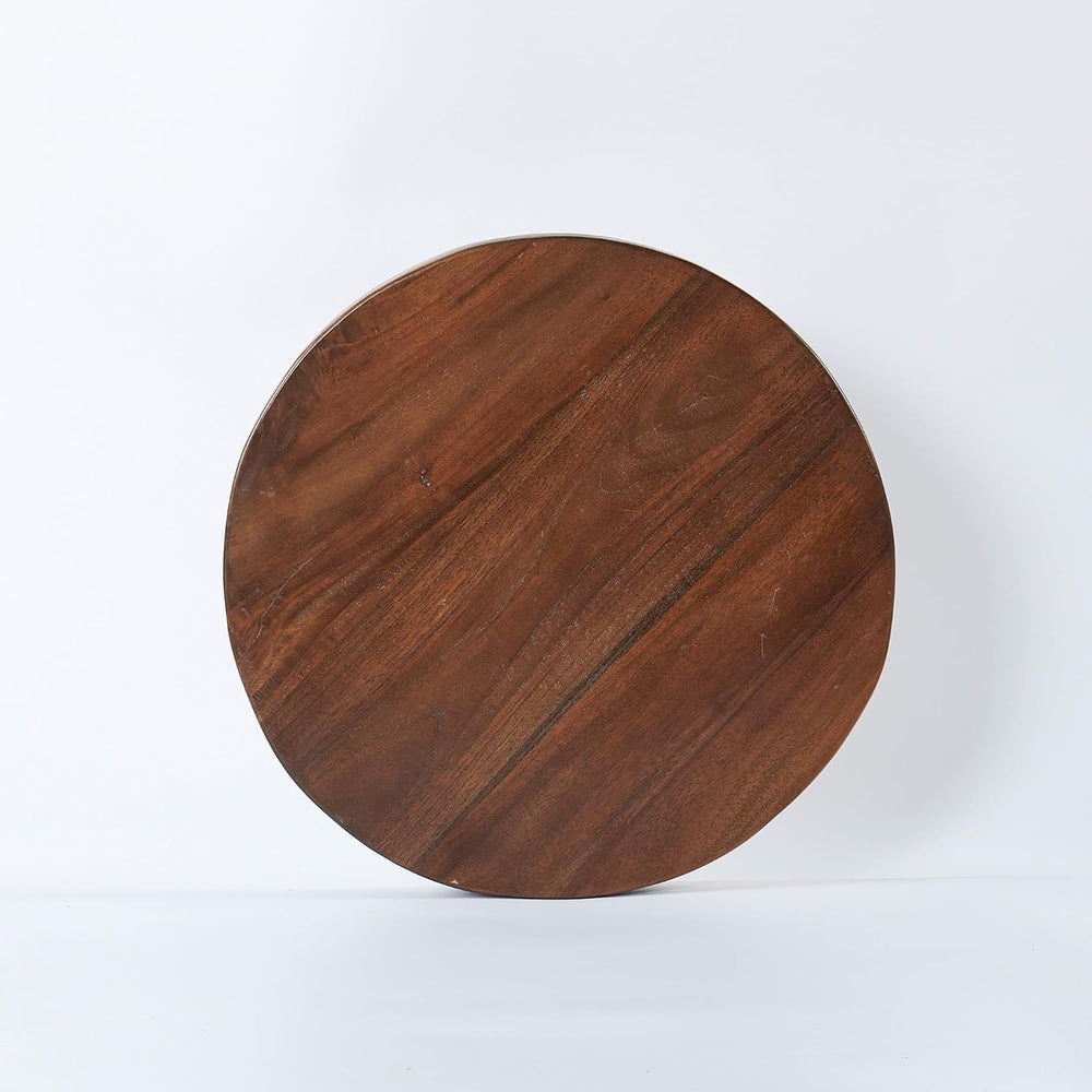 Round Teak Slice Slab Side Wood Table Top 17.7"x17.7"x1.96" Ha...
