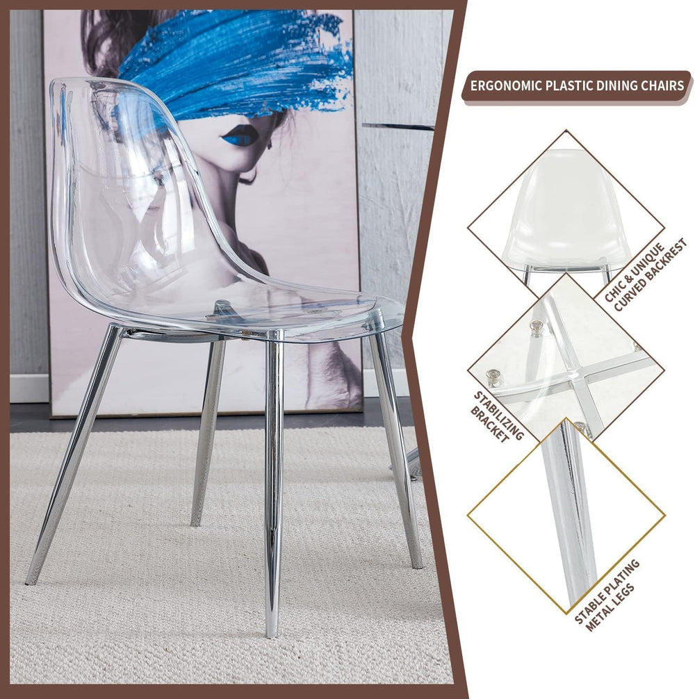 Baysitone Clear Dining Chairs Set of 12, Modern Kitchen Chairs with Transpare...
