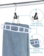 AMKUFO 20 Pack Pants-Hangers Skirt-Hangers, Plastic Pant-Hangers-for-Women Men, Pants-Hangers-Space-Saving, Clamp Hangers-for-Pants Jeans Shorts Tie Belt