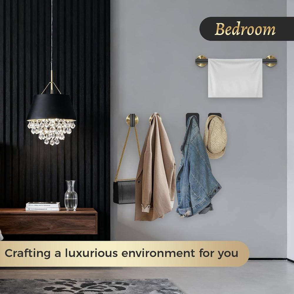 7 Pcs Bathroom Towel Holder Set, Towel Racks for Bathroom | Black and Gold Ba...