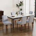 Dining Chairs Set of 6, Modern Dining Room Chairs with Wooden Legs, Upholstered Kitchen Farmhouse Parsons Chairs for Restaurant & Cafe- Gray