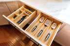 Bamboo Kitchen Utensils Organizer, Extra High Silverware Drawer Tray, Flatware Cutlery Storage Box, Multi-Use Holder in Office, Bathroom, Pantry - 15"x6"x2.5" (Set of 2)