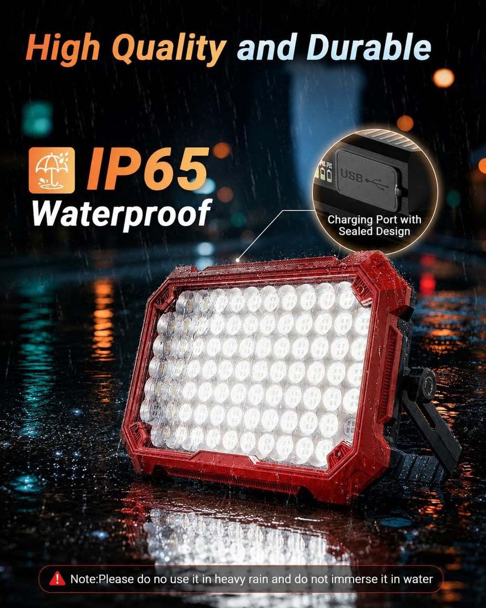 LED Portable Work Light，13000mAh Rechargeable Magnetic 10000LM Flood Light