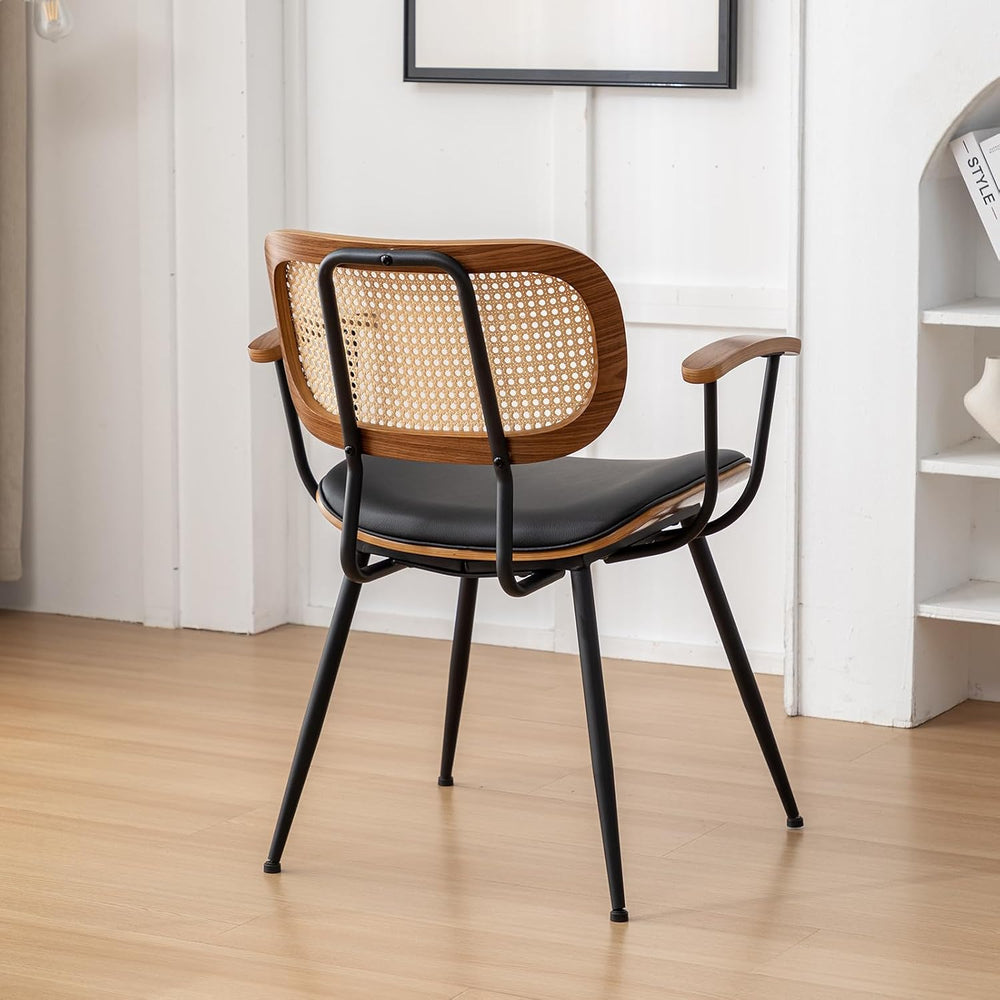 Rattan Dining Room Chairs Set of 2,Mid Century Modern Kitchen Side Chairs,Met...