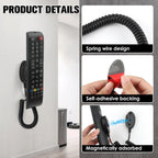 Magnetic Remote Leash Control Holder with Security Cable, Retractable Tidy Anti-lost Rope Organizer Easy Installation Stable Suitable for Projector TV Fan and Air Conditioner Remotes (2Pcs Black, L)