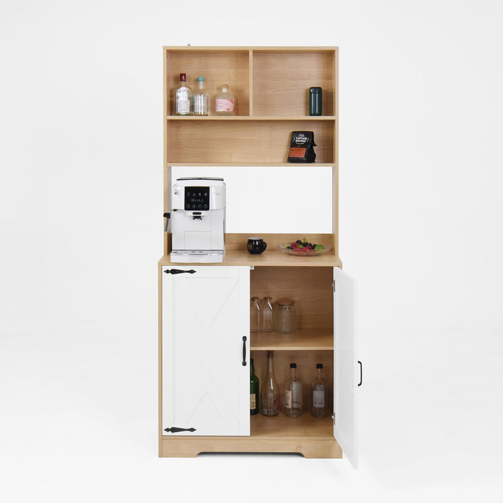 71" Tall Pantry Cabinet, Kitchen Cabinet with Microwave Stand & Stor...