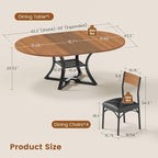 Itaar Round Extendable Dining Table Set for 4-6 People, 5-Piece Kitchen Table Set with 4 Cushion Chairs, Dining Room Table for 6 with MDF Board & Metal Frame for Small Space, Easy Clean, Brown