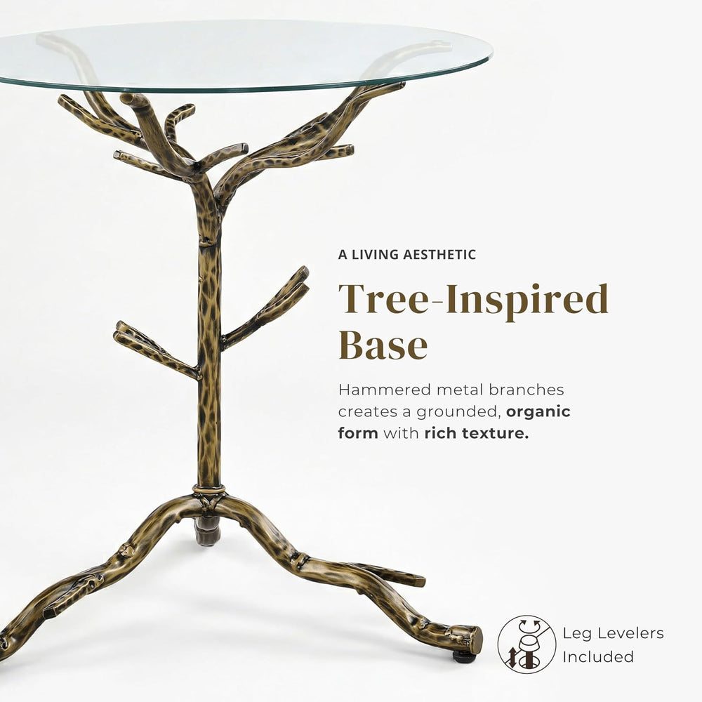 24/7 Shop at Home Lalia Modern Round End Table with Nature-Inspired Branch Ba...