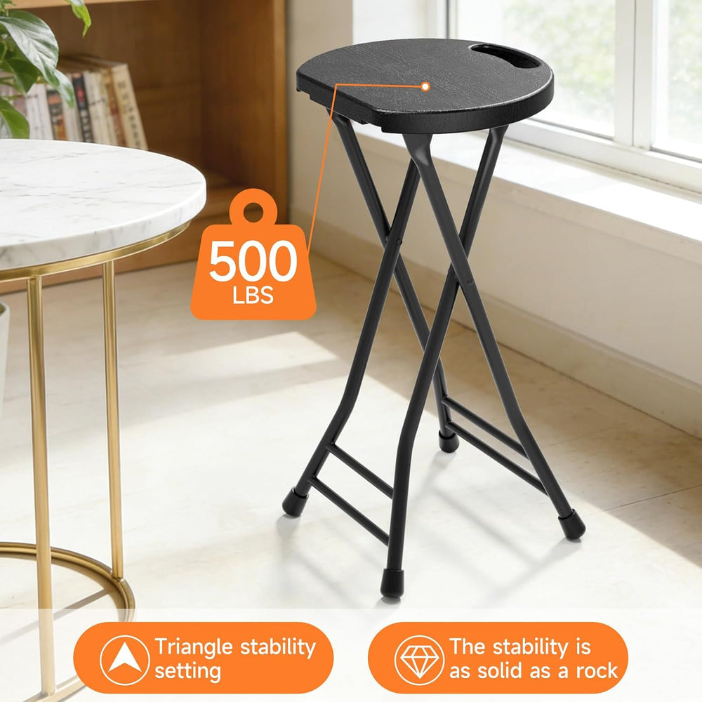 LEDLAY24 Inch Folding Stool with Handle - 500LBS Capacity Portable Foldable S...