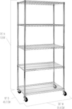 Seville Classics UltraDurable Heavy Duty NSF Solid Steel Wire Rack Storage Unit, Organizer for Garage, Warehouse, Office, Restaurant, Classroom, Kitchen, Steel, 5-Tier Shelving, 36" W x 18" D