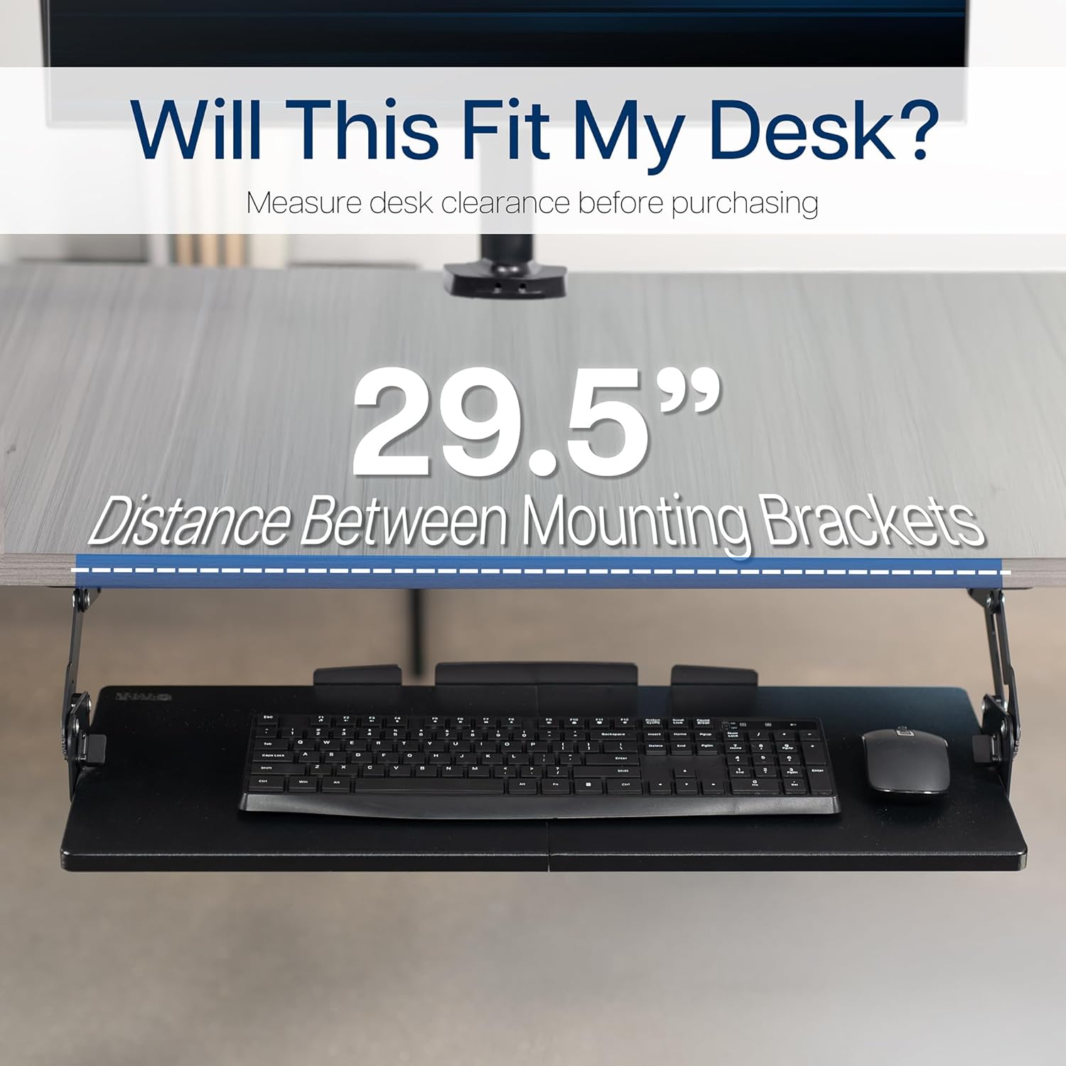 VIVO Large Under Desk 27 x 11 inch Computer Keyboard and Mouse Tray with Swinging Height Adjustment, 12 Settings, Platform Drawer for Typing, Black, MOUNT-KB08S