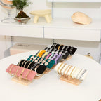 Wooden Watches Display Tower Base Watch Neck Bracelet Organizer Rack Bangle Scrunchie Headband Showcase Tower Black Suede