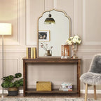 Gold Arch Mirror, 24"x36" Arched Vanity Mirrors for Bathroom, Metal Beaded Frame Ornate Decorative Mirror, Scalloped Vintage Mirrors for Fireplace Bedroom Living Room Hallway Entryway