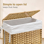 88L Slim Laundry Hamper with Wheels, 23.3 Gallon Rolling Laundry Basket with Lid, Tall and Narrow Laundry Hamper with 2 Removable Liner & 3 Mesh Bags, Laundry Sorter for Bathroom, Natural