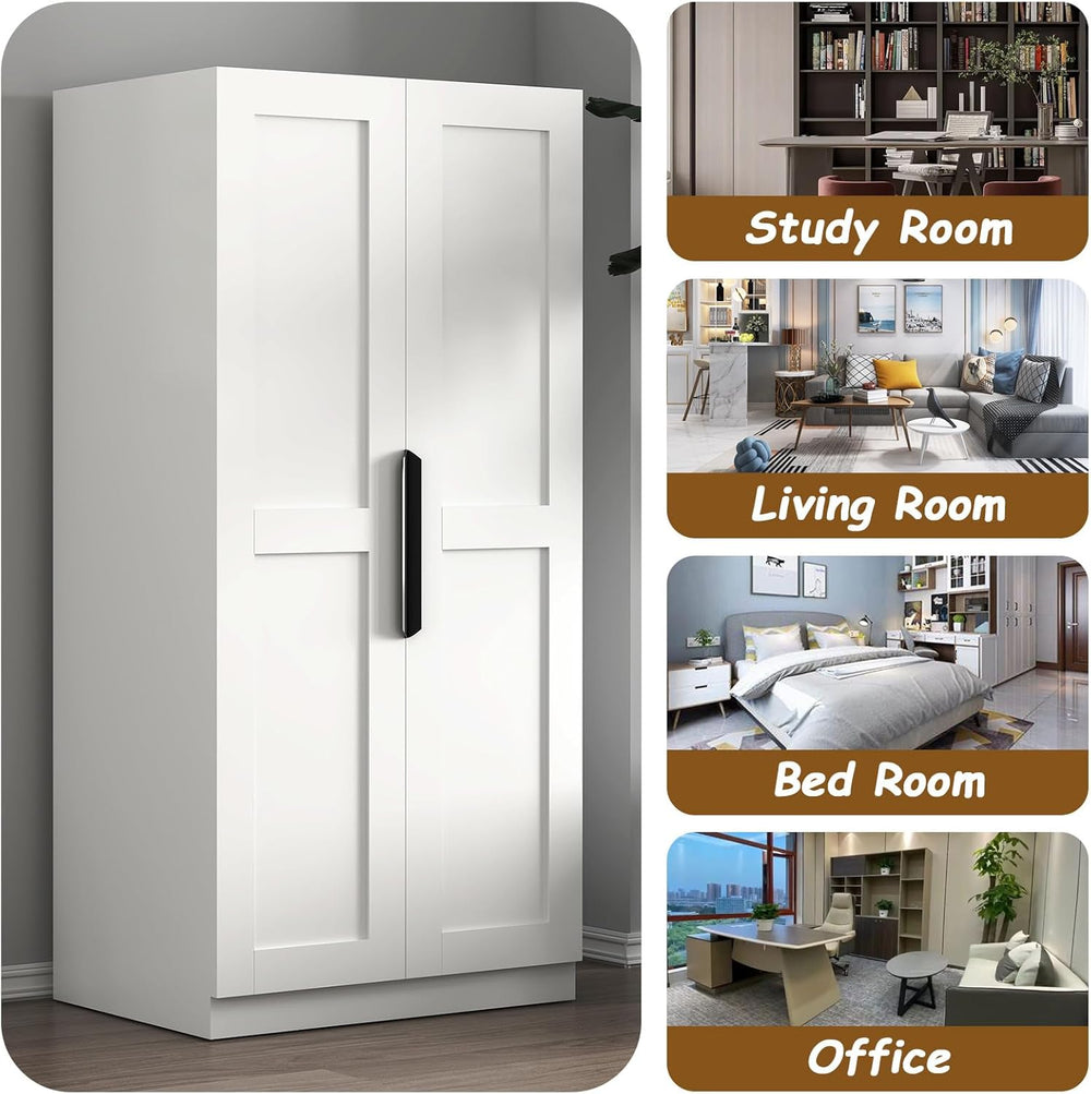 63” Tall Kitchen Pantry Cabinet, Pantry Storage Cabinet with Doors & Shel...