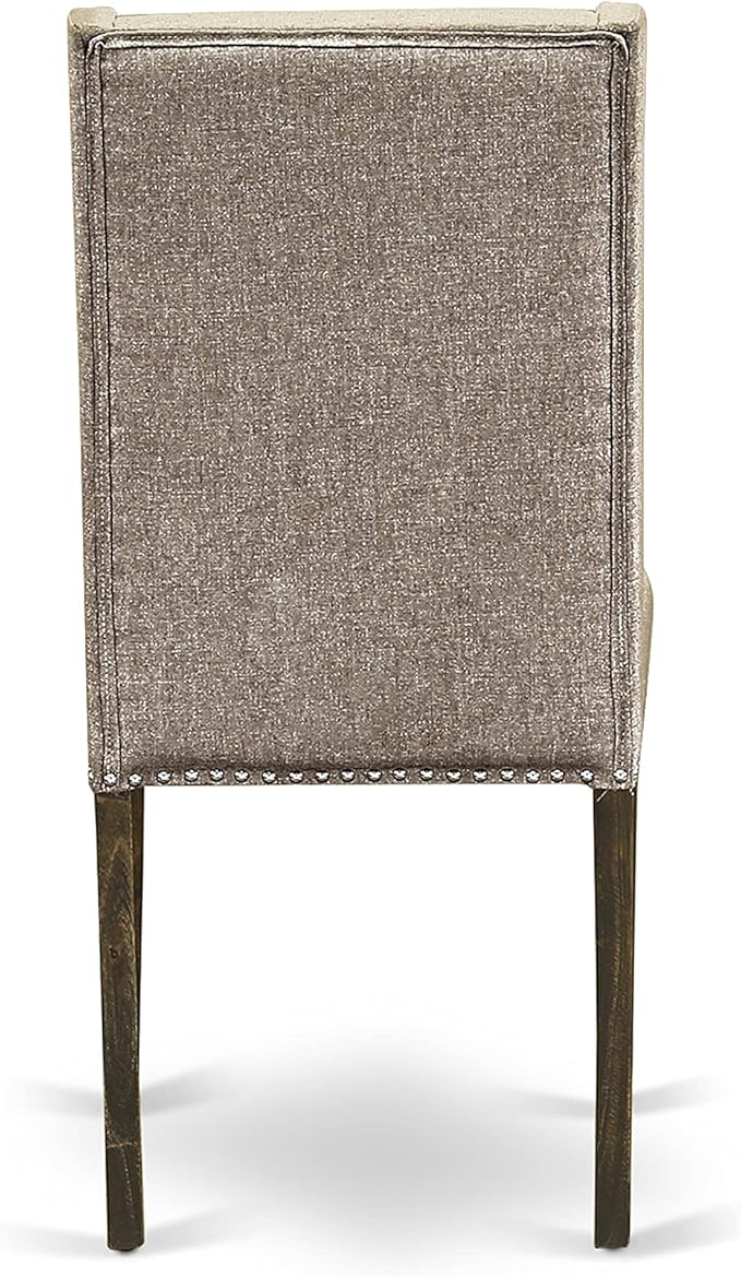 East West Furniture X777FL716-5 5 Piece Dining Set Includes a Rectangle Dining Room Table with X-Legs and 4 Dark Khaki Linen Fabric Upholstered Parson Chairs, 40x72 Inch, Multi-Color