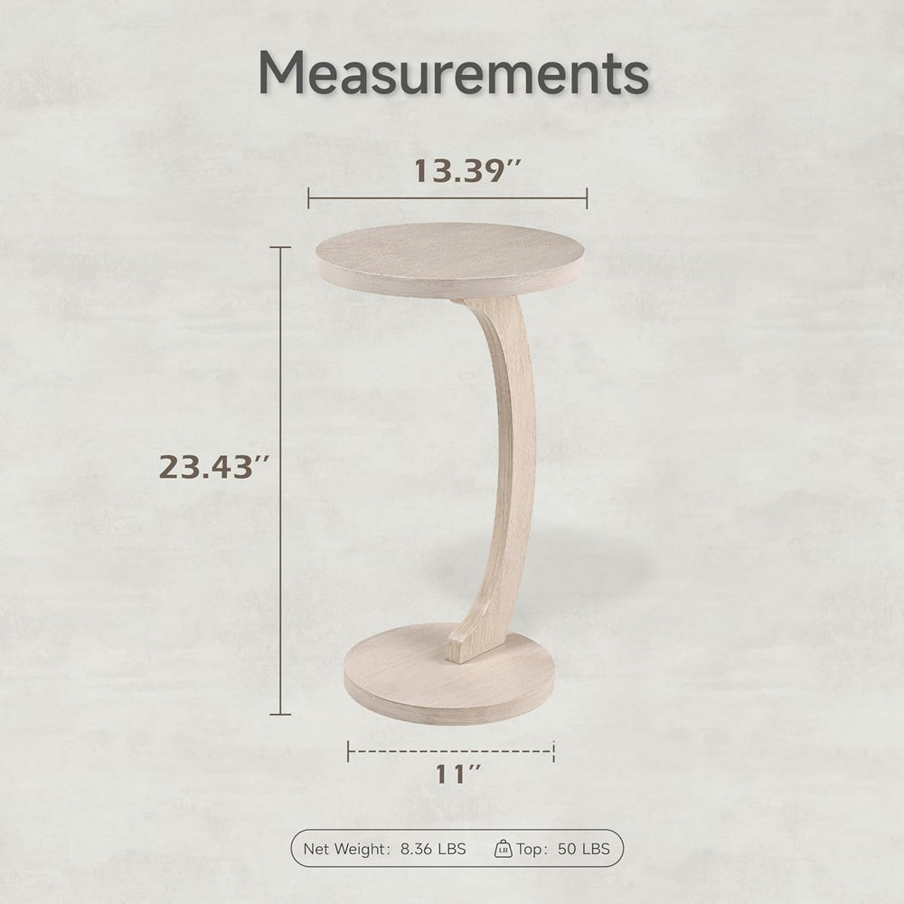 COZAYH C Shaped Round End Table for Couch Small Place, Space Saver Side Table...