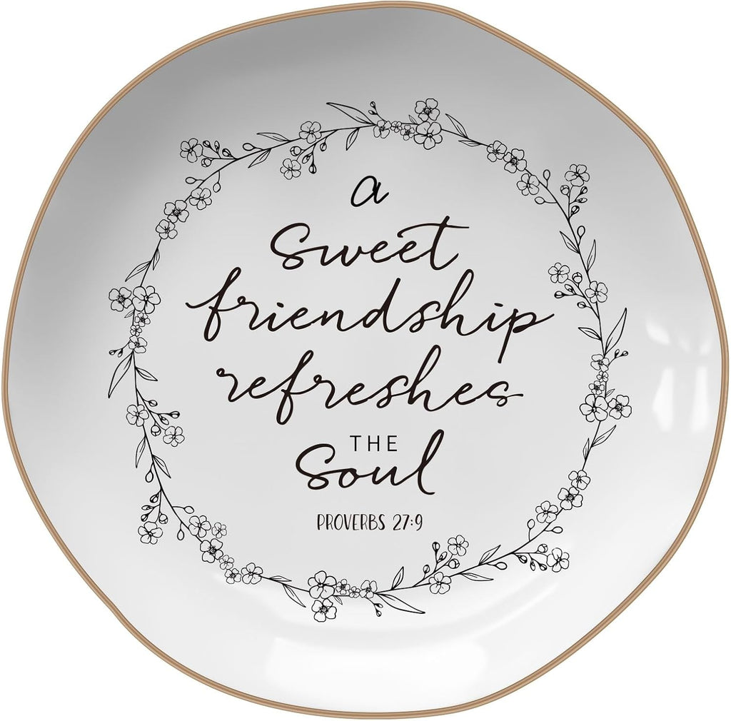 Friendship Gifts For Women – Proverbs 27:9, Bible Verse Jewelry Dish | Friends Birthday Gifts for Women, Sweet Friendship, Christian Gifts – Jewelry Tray, Christmas gift