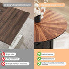 47" Round Dining Table Set for 4-6 People, Large Farmhouse Kitchen Dining Table Set with Chairs and Storage Rack, Metal Base Round Table for Home Dining Room Living Room (Cat table and 4 black chairs)