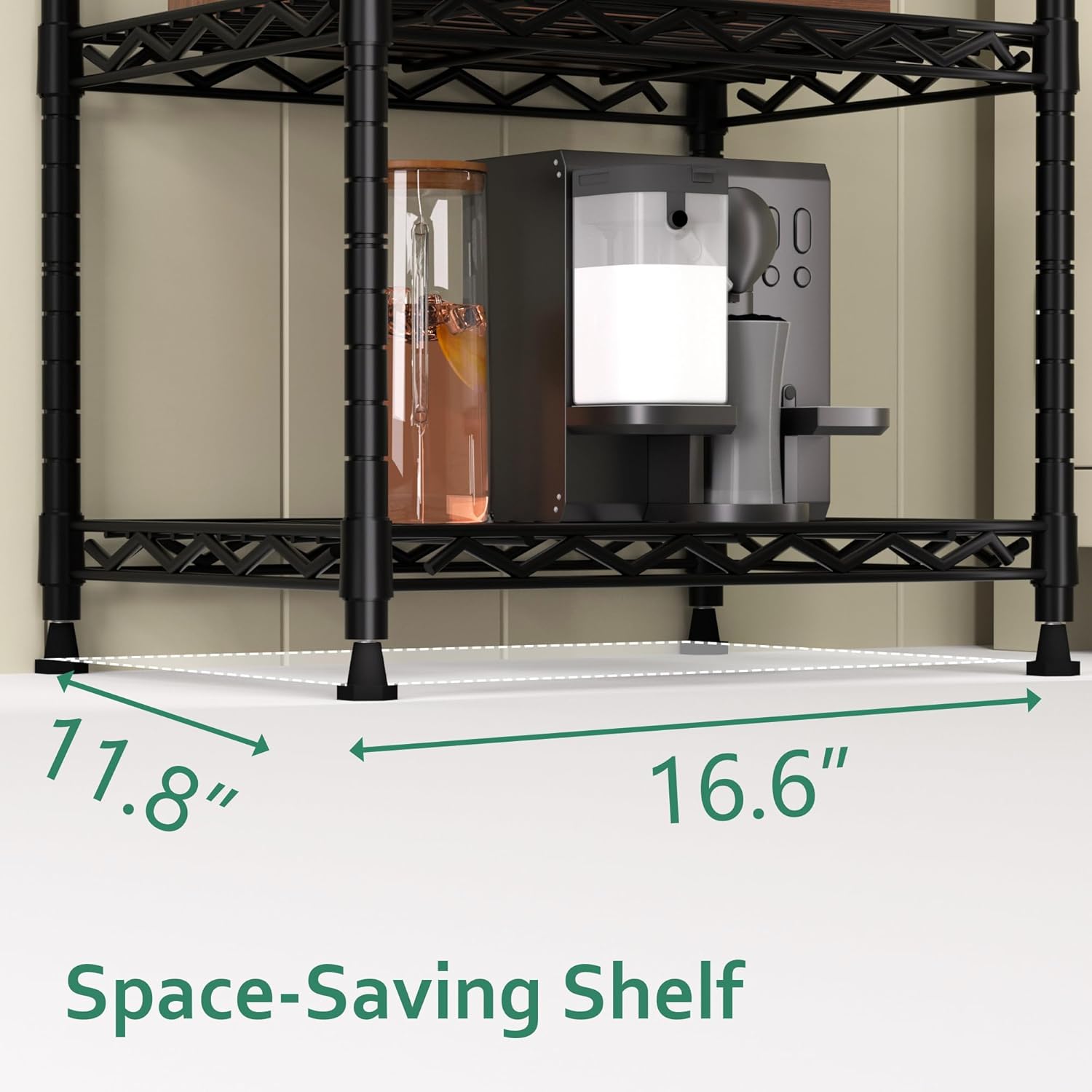 GIOTORENT 6-Tier Storage Shelves Standing Shelving Metal Units, Adjustable Height Wire Shelf Display Rack for Pantry Laundry Bathroom Kitchen 16.6” x 11.8” x 63”, Black