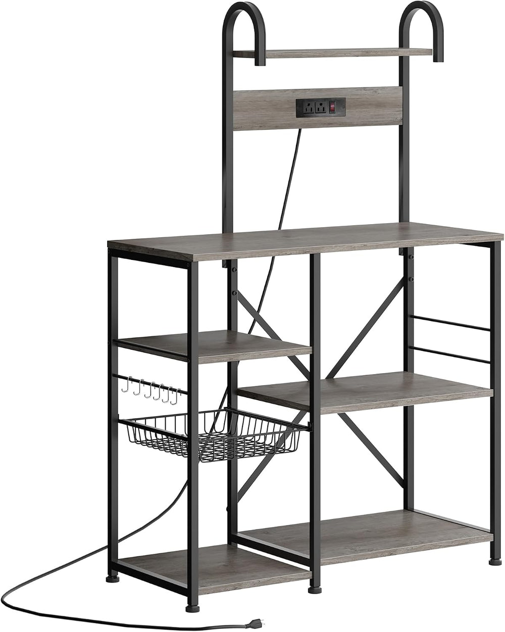 35.4 inch Kitchen Bakers Rack with Power Outlet, Coffee Bar Table & Micro...