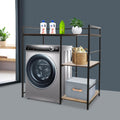 3 Tier Washing Machine Storage Utility Rack, Modern Bathroom Washer Dryer Storage Shelf with Side Organizer, Freestanding Laundry Room Organizer Shelf for Small Spaces