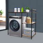 3 Tier Washing Machine Storage Utility Rack, Modern Bathroom Washer Dryer Storage Shelf with Side Organizer, Freestanding Laundry Room Organizer Shelf for Small Spaces