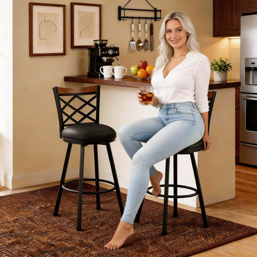 Farmhouse Bar Stools with Backs Set of 4, 2-in-1 Adjustable 25"/30"...