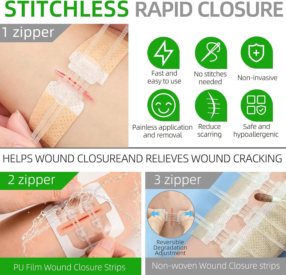 First Aid Kit for Car,Travel,Home- Includes Zip Stitch Wound Closure Strips (...