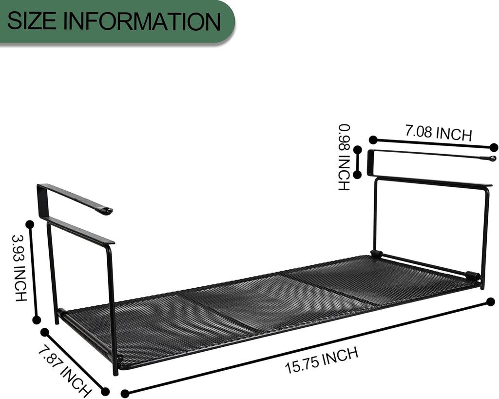 Foldable Metal Under Cabinet Organizer,Multi-Functional Hanging Storage Rack for Aluminum Foil,Plastic Wrap,Kitchen Wipes,Space-Saving,Tool-Free Install,Rust-Resistant,Ideal for Kitchen (Black)