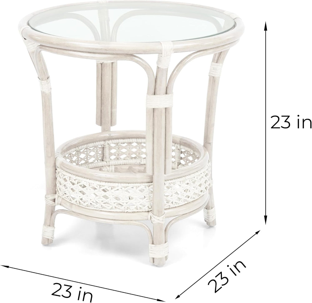 Malibu Living Set of 2 Chairs Natural Rattan Wicker Handmade with Cream Cushi...