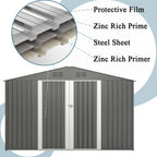 Metal Outdoor Storage Sheds 8 x 6 FT Lockable Metal Garden Shed Steel Anti-Corrosion Storage House with Double Lockable Door for Backyard Outdoor Patio