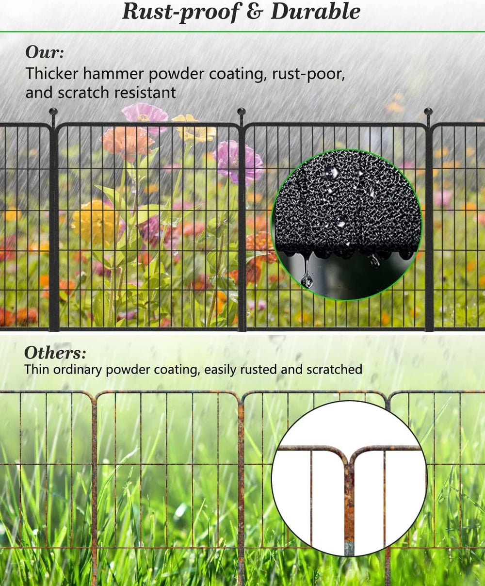 Decorative Black Metal Fencing Garden Fence with Gate, 4.5ft(L) 32in(H) 2 Fen...