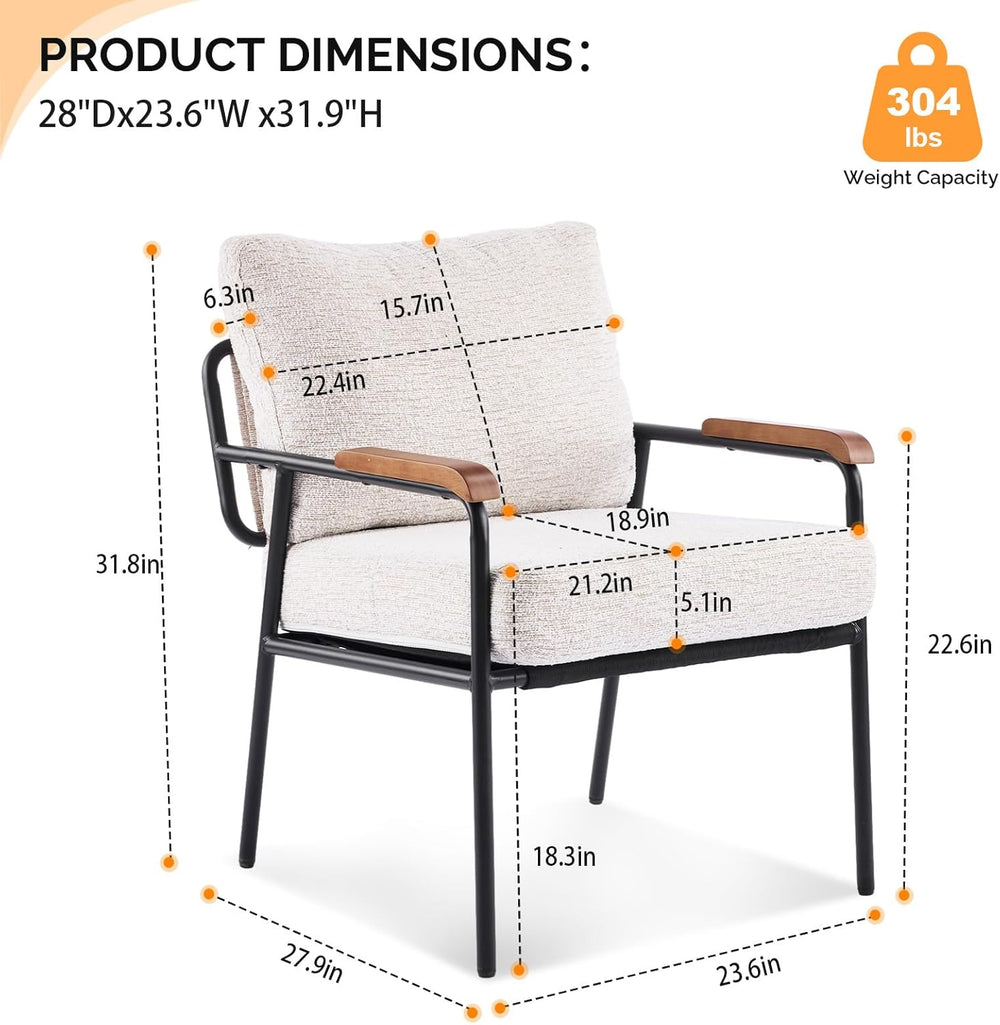 VINGLI Mid-Century Modern Accent Armchiar for Small Space, Small Comfy Uphols...