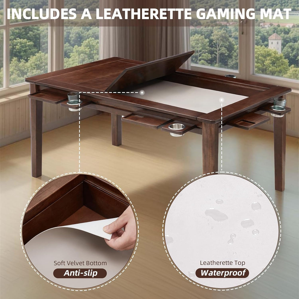 Coperat Solid Wood Board Game Table for 4-6 Players,Dining/Gaming Table w/ 54...