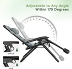 Amopatio XL Padded Zero Gravity Chairs Foldable Zero Gravity Lounge Chair Outdoor Portable Reclining Chair with Removable Cup Holder/Headrest/Footrest