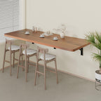 IAE Floating Wall Mounted Folding Table Desk with Pine Wood,55" x 22" Foldable Workbench,Fold Down Wall Mounted Foldable Desk with Shelf Brackets,Laundry Folding Table for Home,Dining,Kitchen,Teak