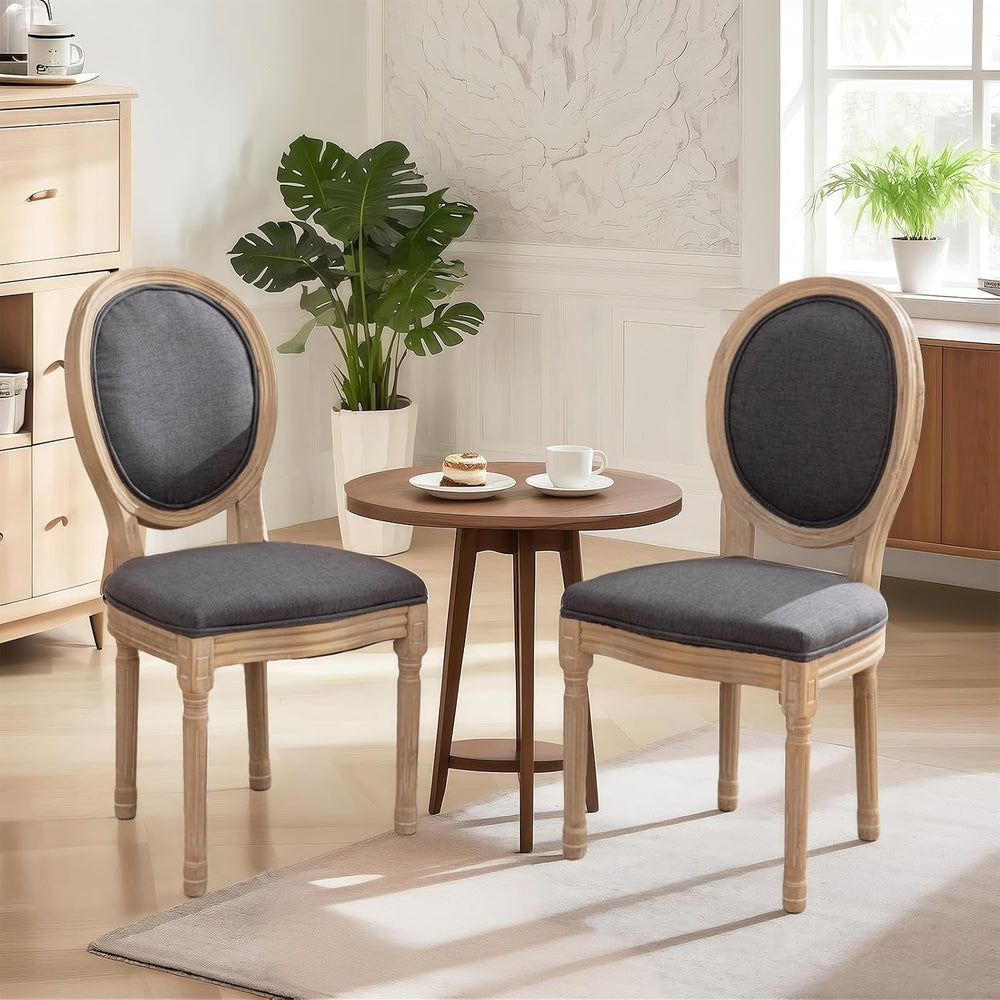 French Country Dining Chairs Set of 4, Upholstered Dining Room Chairs with Ro...